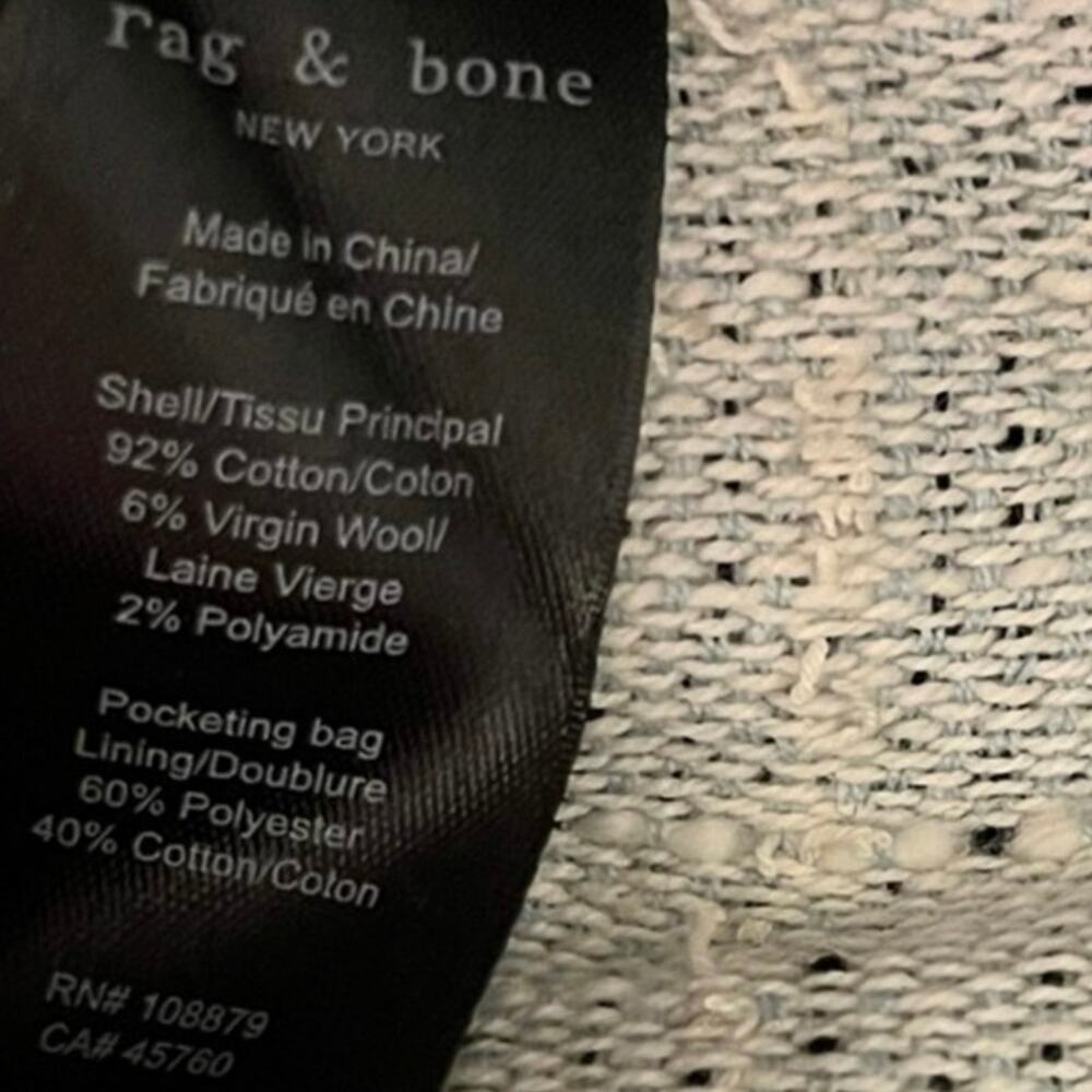 Rag & Bone Tweed Deconstructed Textured Blazer Jacket Black & White Wool Sz 0 - Picture 6 of 16